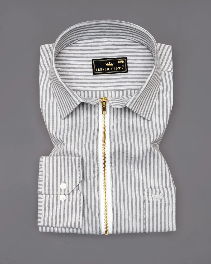 Gainsboro With Venus Gray Striped Flannel Overshirt/Shacket 5