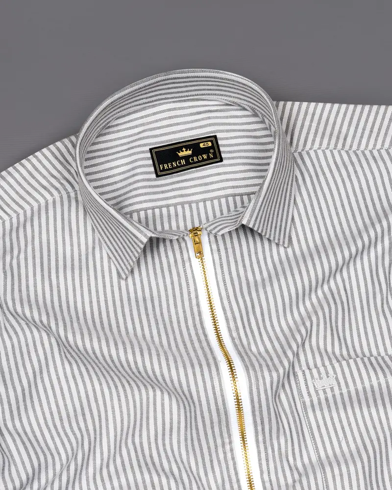 Gainsboro With Venus Gray Striped Flannel Overshirt/Shacket 6