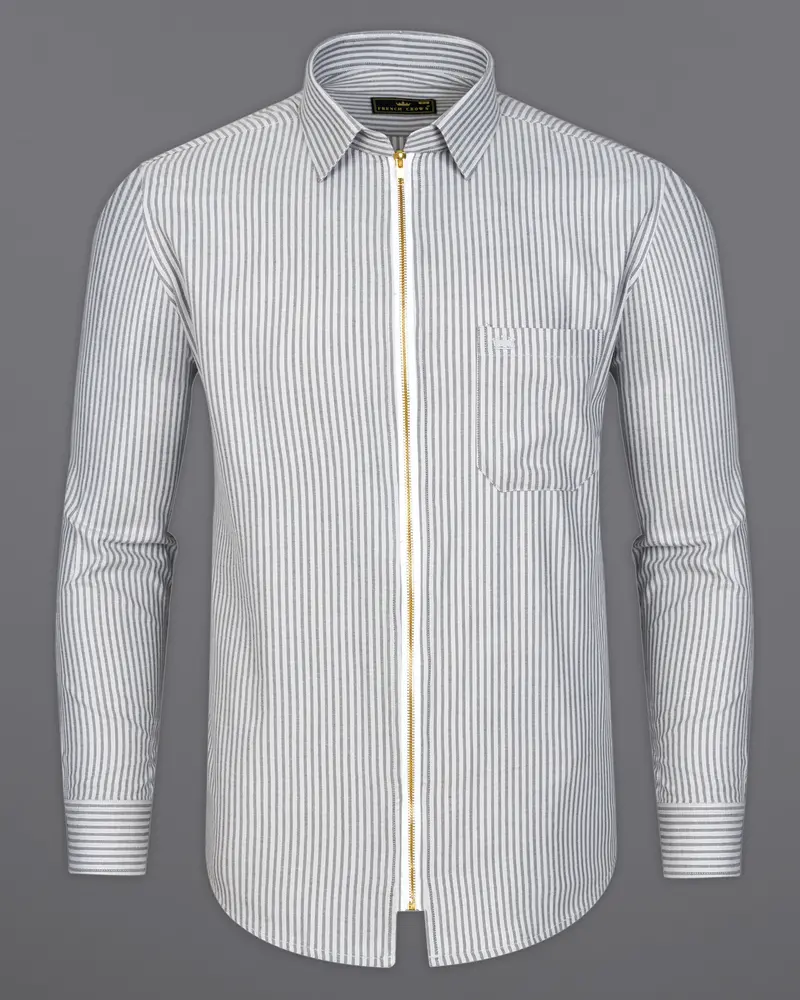 Gainsboro With Venus Gray Striped Flannel Overshirt/Shacket 7