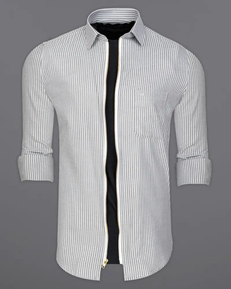 Gainsboro With Venus Gray Striped Flannel Overshirt/Shacket 8