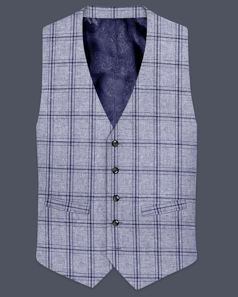 Gallery Gray Windowpane Premium Cotton Waistcoat 1