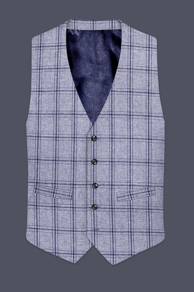 Gallery Gray Windowpane Premium Cotton Waistcoat 2