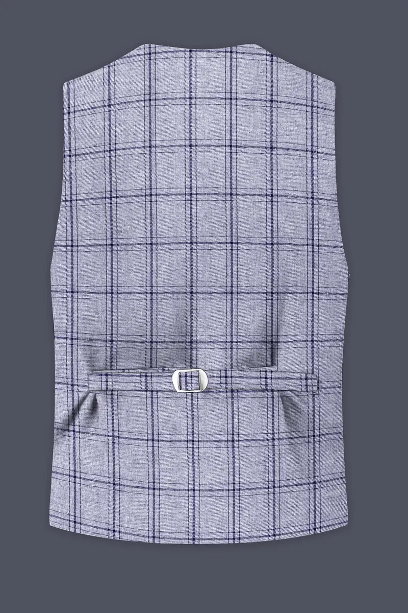 Gallery Gray Windowpane Premium Cotton Waistcoat 4