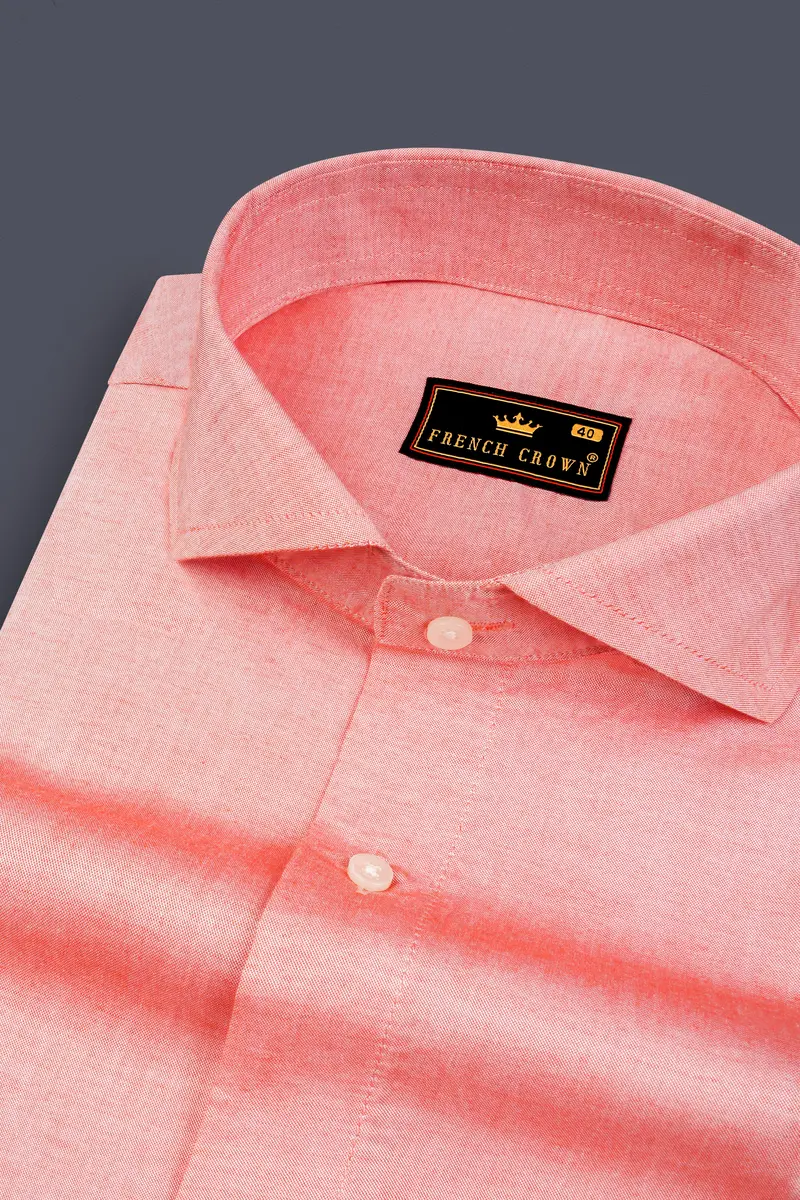 Geraldine Peach Solid Chambray Premium Giza Cotton Shirt 1