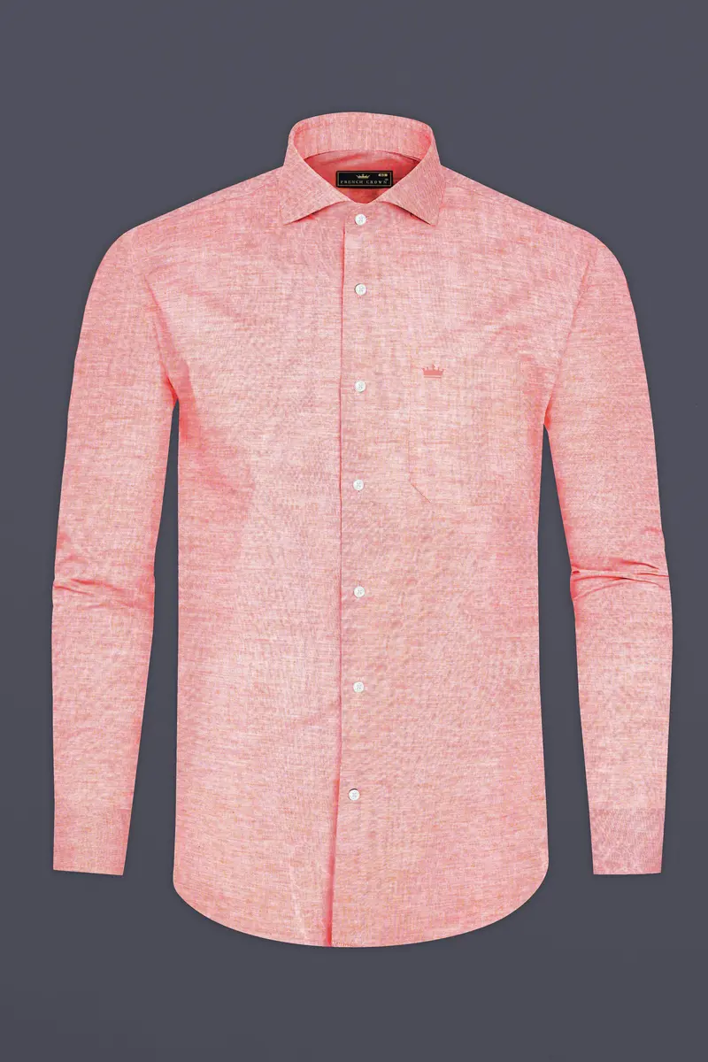 Geraldine Peach Solid Chambray Premium Giza Cotton Shirt 4