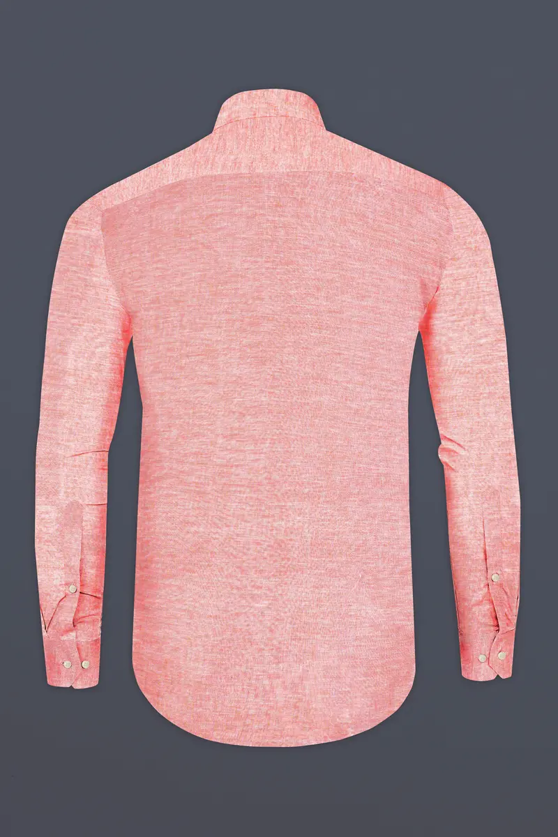Geraldine Peach Solid Chambray Premium Giza Cotton Shirt 5