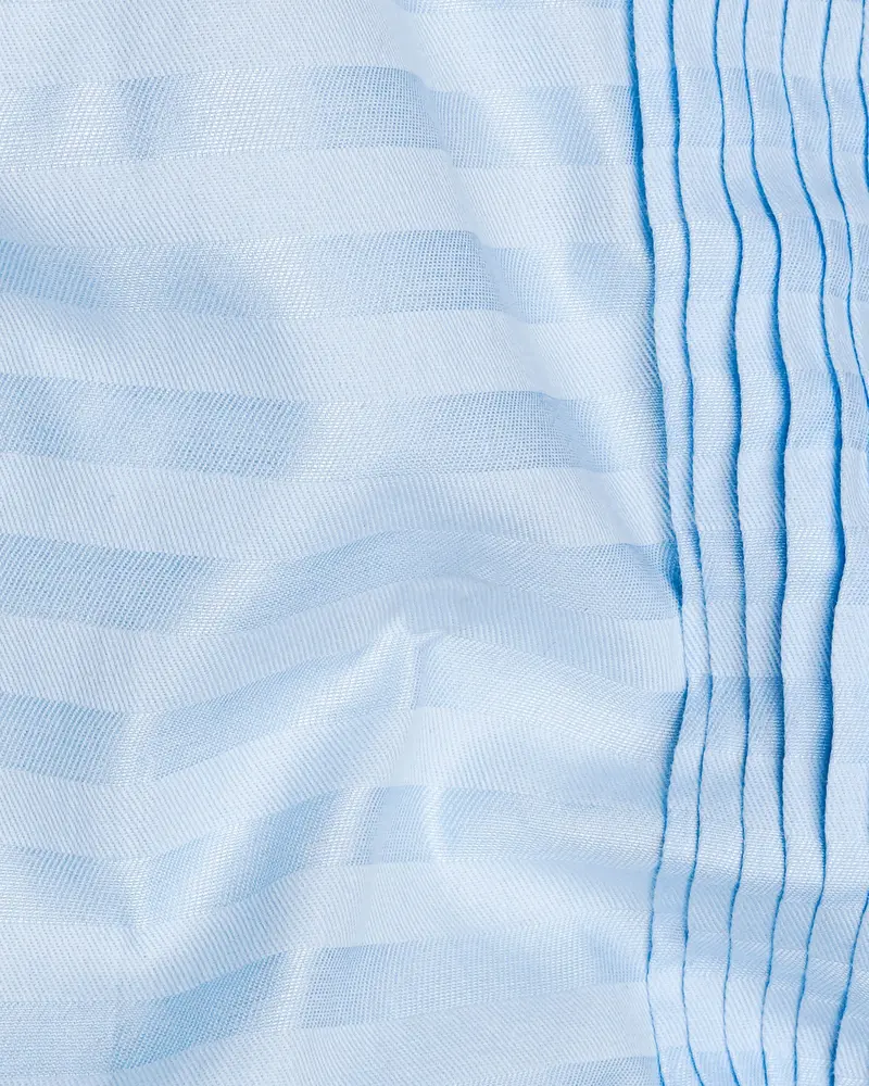Geyser Blue Snake Pleated Dobby Textured Tuxedo Shirt 3