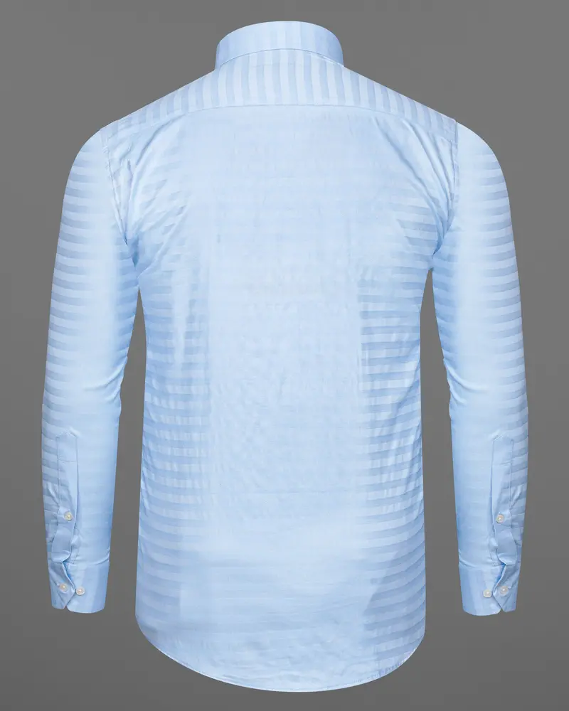 Geyser Blue Snake Pleated Dobby Textured Tuxedo Shirt 7