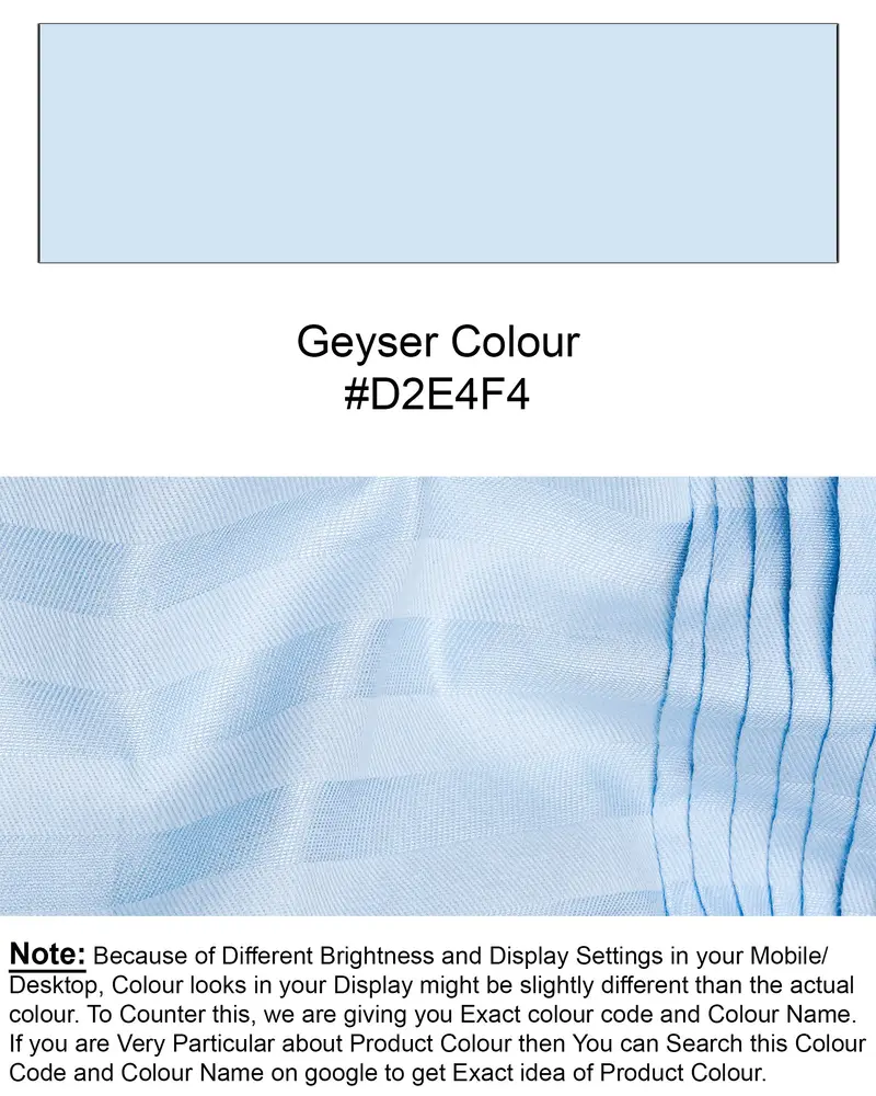 Geyser Blue Snake Pleated Dobby Textured Tuxedo Shirt 8