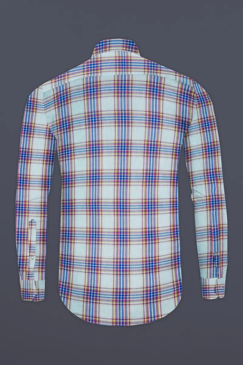 Geyser Gray Plaid And Ocean Green Plaid Herringbone Reversible Shirt 12