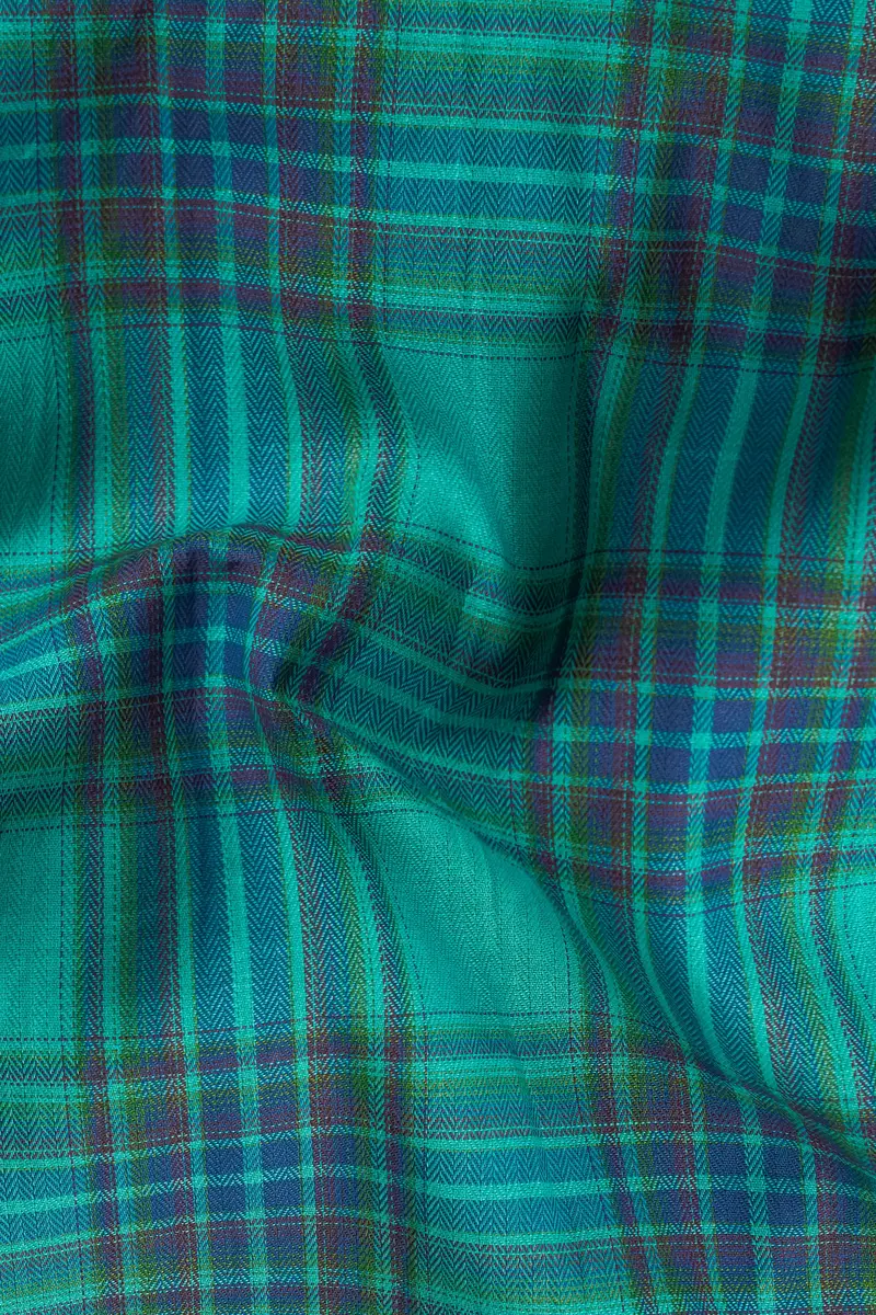 Geyser Gray Plaid And Ocean Green Plaid Herringbone Reversible Shirt 3