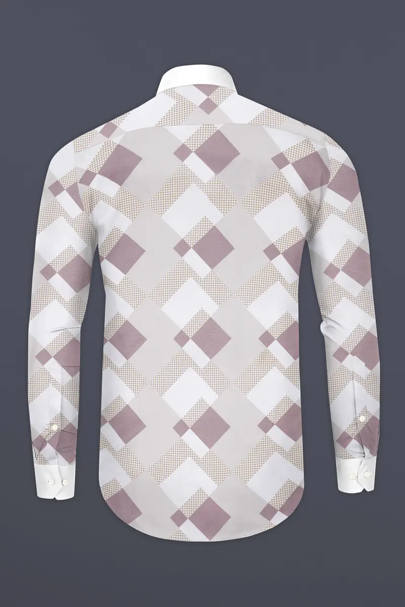 Ghost Gray And Blossom Pink Printed With White Cuffs And Collar Subtle Sheen Super Soft Premium Cotton Shirt 6