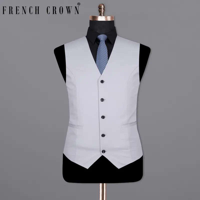 Ghost Gray Wool Rich Waistcoat 7