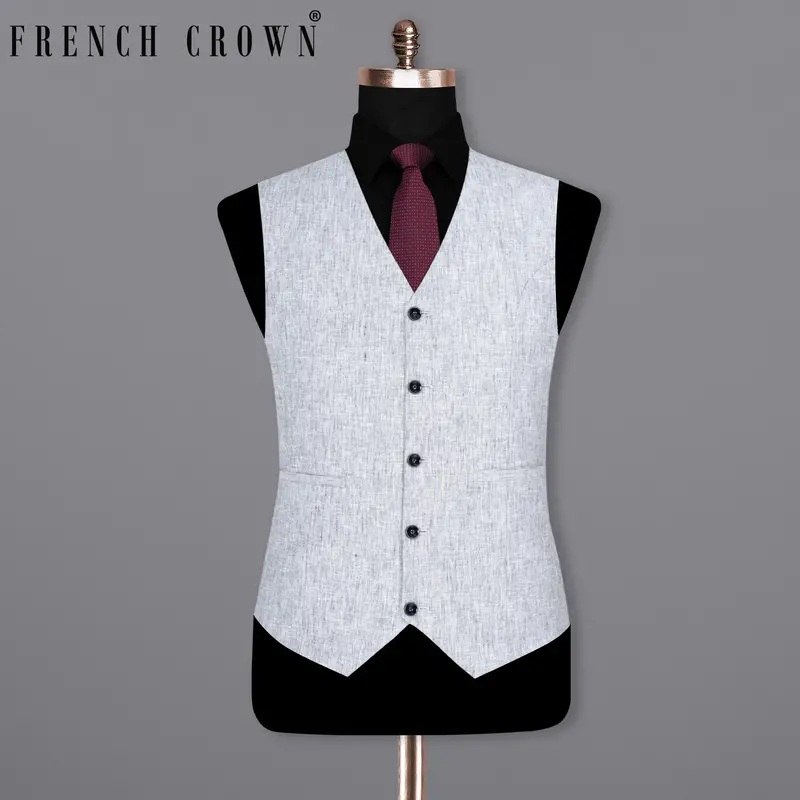 Ghost Grey Luxurious Linen Waistcoat 1