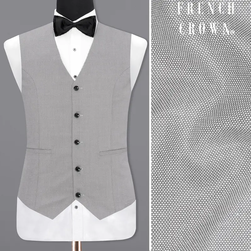 Ghost Grey Textured Waistcoat 1
