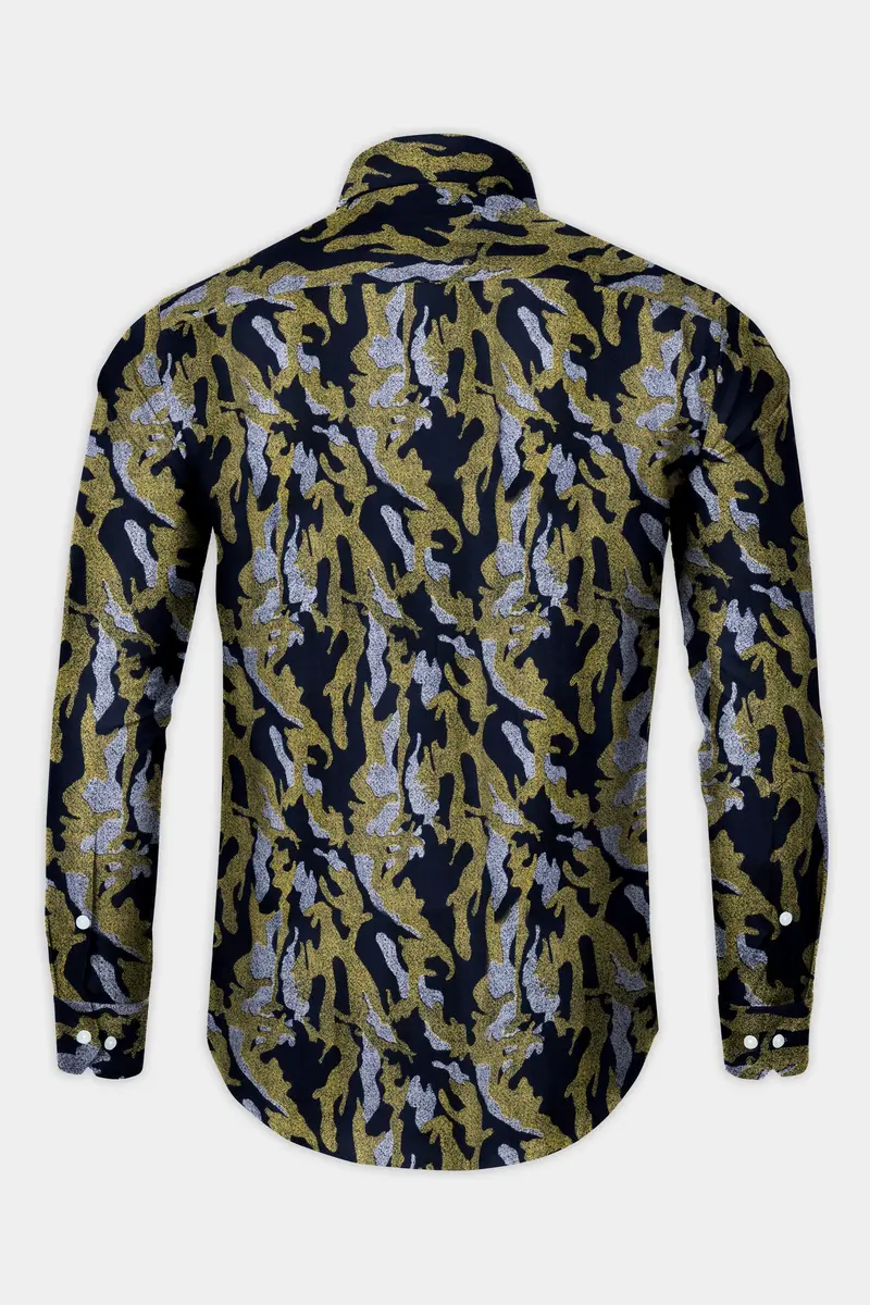 Gimblet Green Mirage Blue Camouflage Textured Corduroy Shirt 5