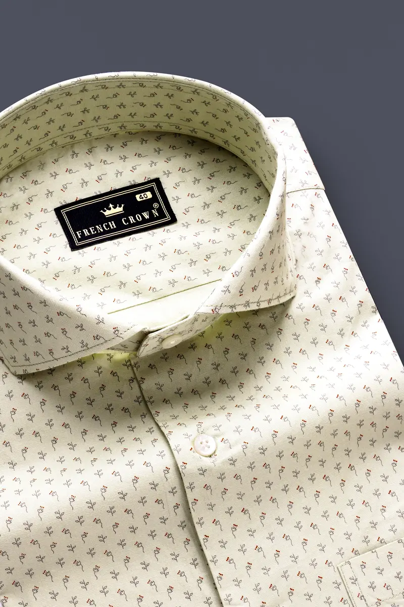 Ginger Glow-Coriander Cream Printed Super Soft Premium Cotton Dress Shirt 1