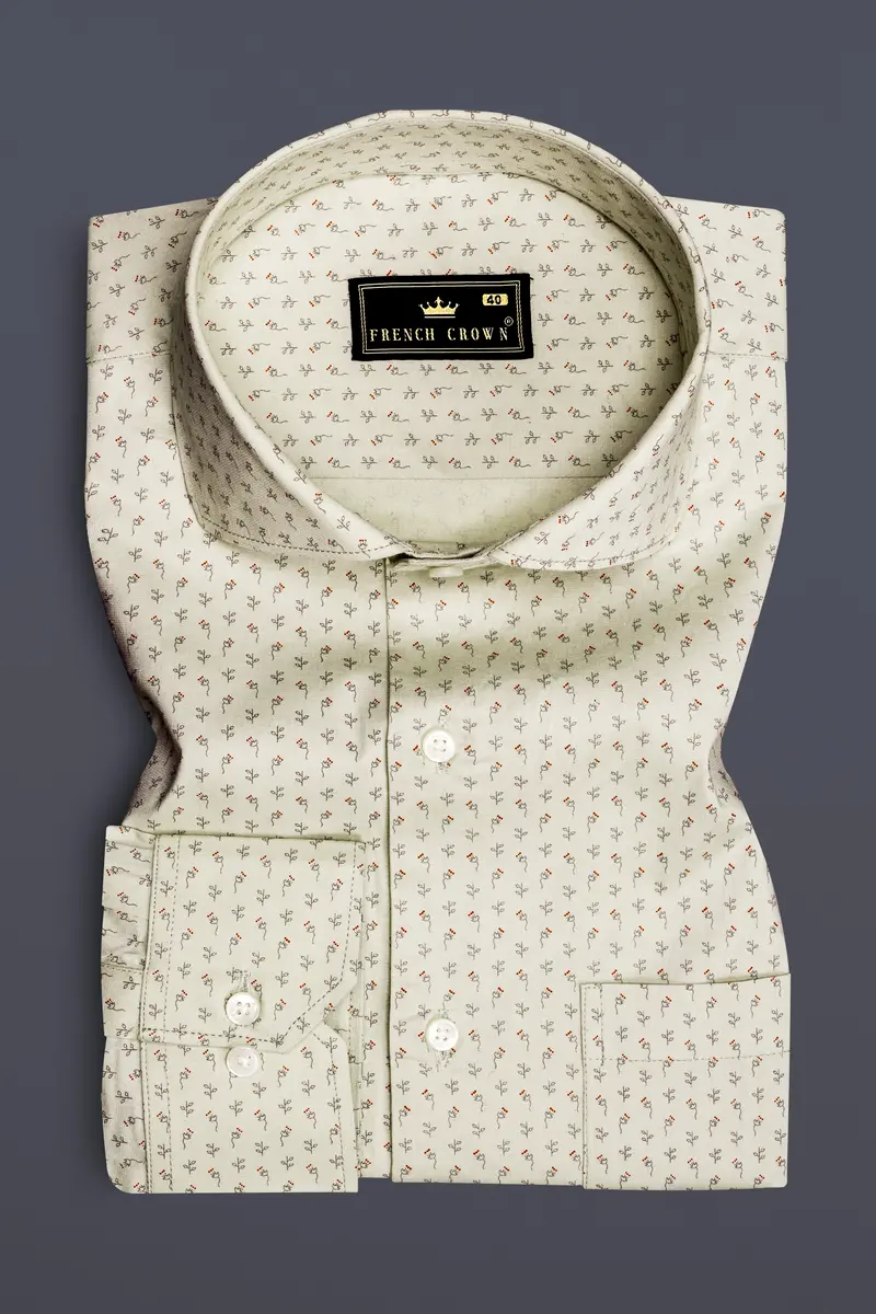 Ginger Glow-Coriander Cream Printed Super Soft Premium Cotton Dress Shirt 3