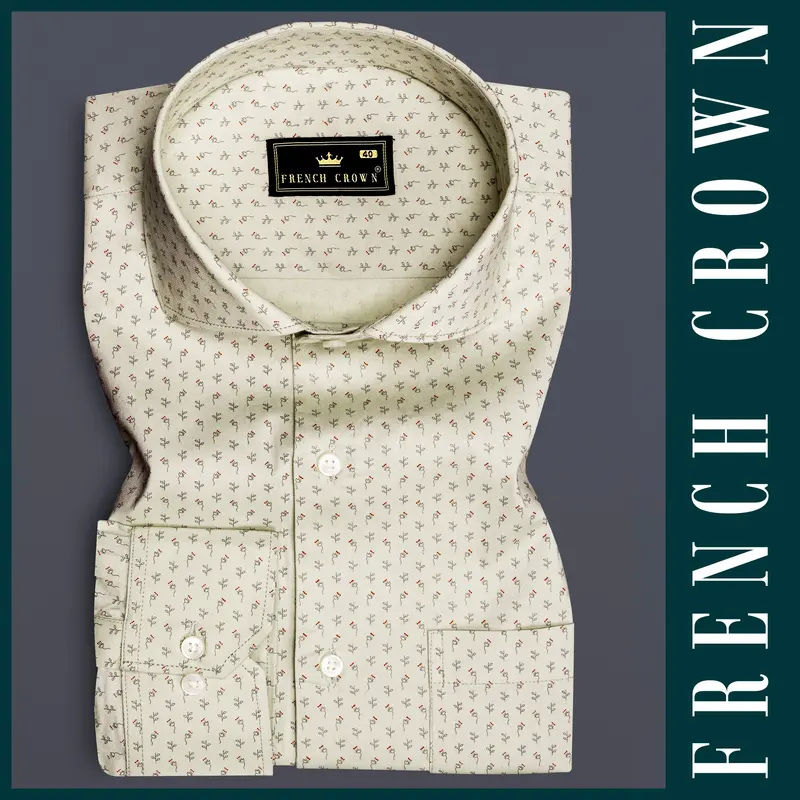 Ginger Glow-Coriander Cream Printed Super Soft Premium Cotton Dress Shirt 5