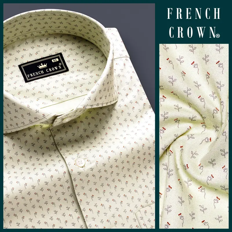Ginger Glow-Coriander Cream Printed Super Soft Premium Cotton Dress Shirt 7