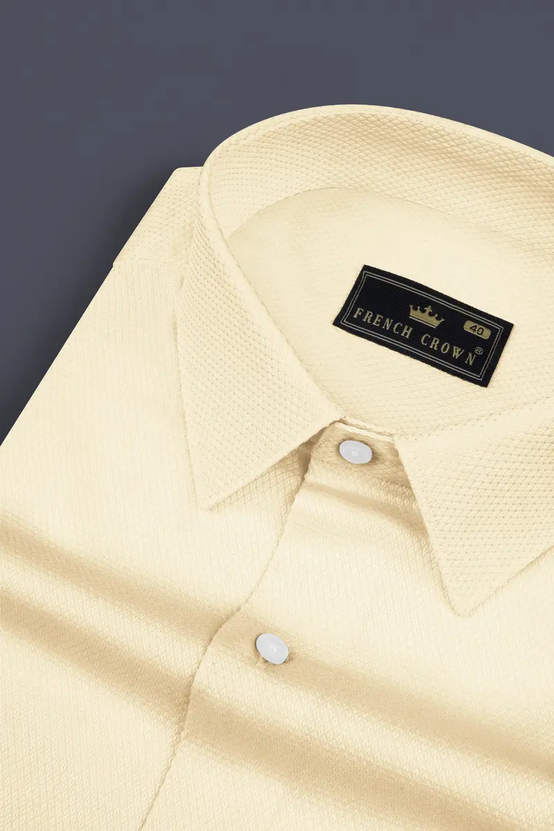 Givry Cream Dobby Textured Premium Giza Cotton Shirt 1