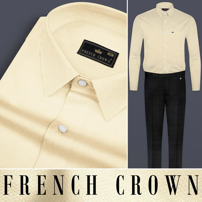 Givry Cream Dobby Textured Premium Giza Cotton Shirt 10