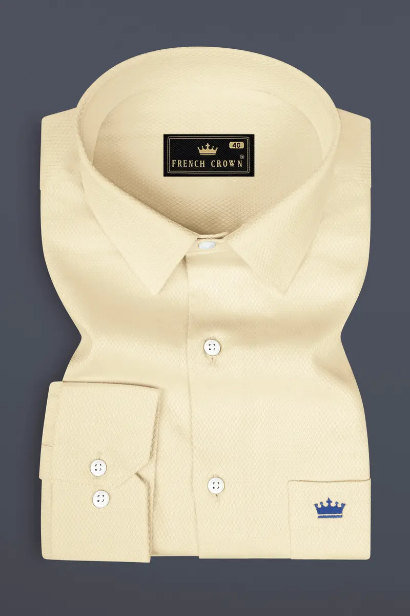 Givry Cream Dobby Textured Premium Giza Cotton Shirt 3