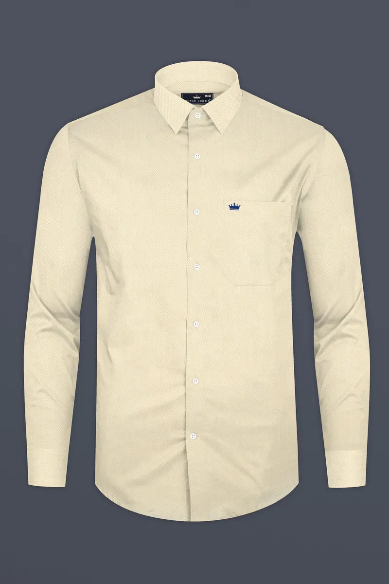 Givry Cream Dobby Textured Premium Giza Cotton Shirt 4
