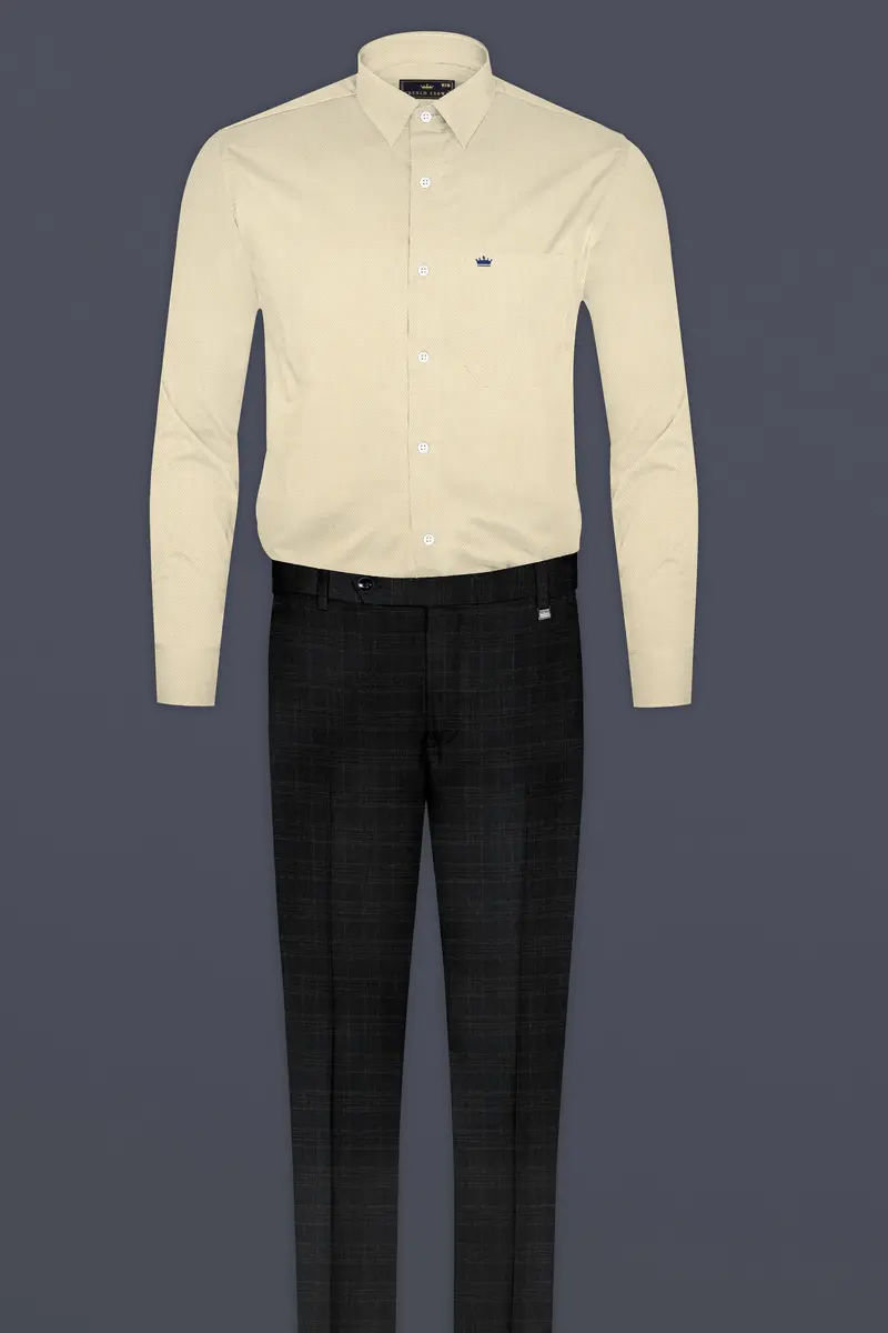Givry Cream Dobby Textured Premium Giza Cotton Shirt 6