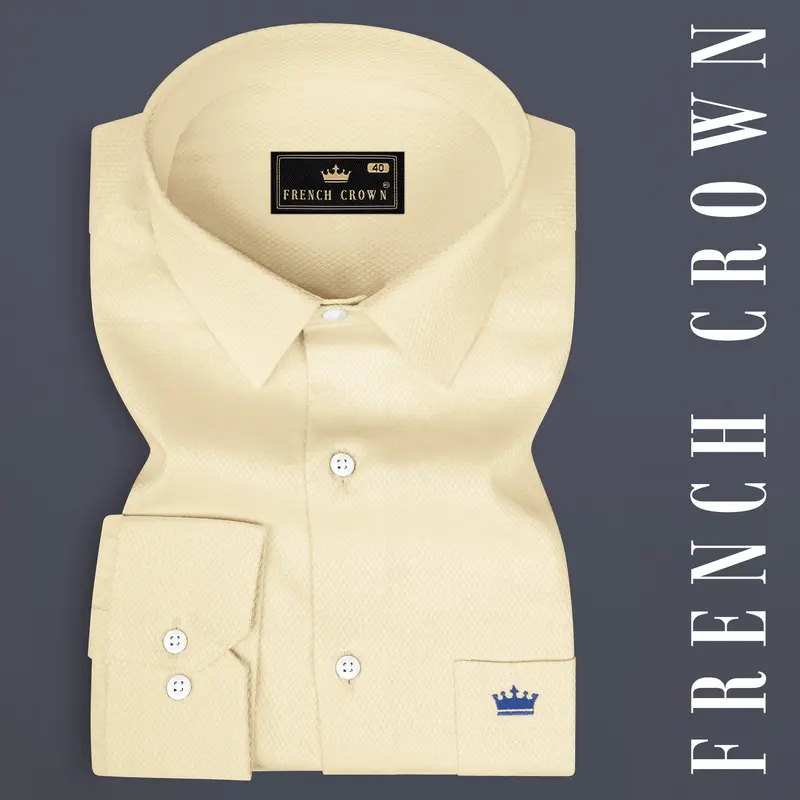 Givry Cream Dobby Textured Premium Giza Cotton Shirt 7