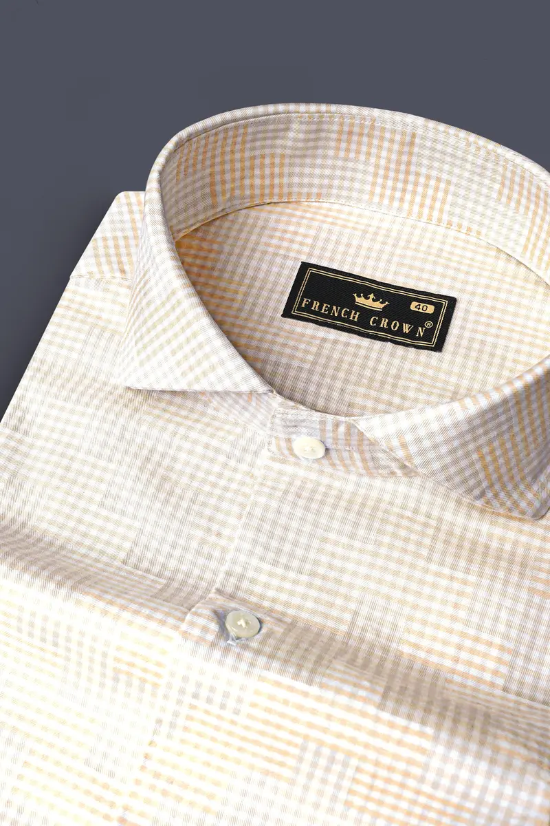 Givry Cream Jacquard Textured Premium Cotton Shirt 1