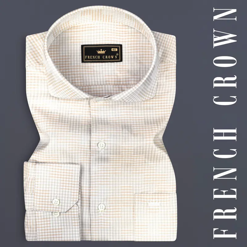 Givry Cream Jacquard Textured Premium Cotton Shirt 12