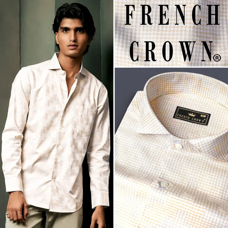 Givry Cream Jacquard Textured Premium Cotton Shirt 13