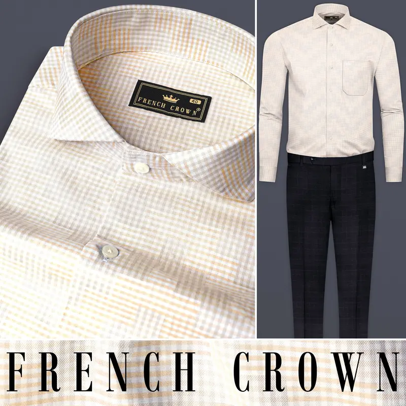 Givry Cream Jacquard Textured Premium Cotton Shirt 17