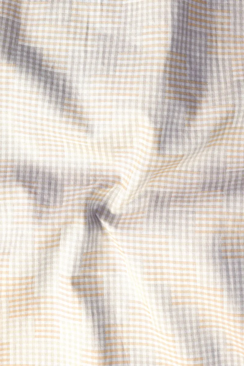 Givry Cream Jacquard Textured Premium Cotton Shirt 2