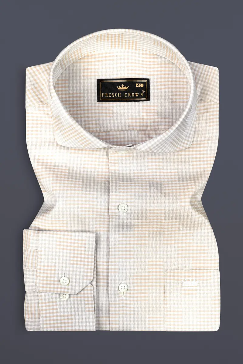 Givry Cream Jacquard Textured Premium Cotton Shirt 3
