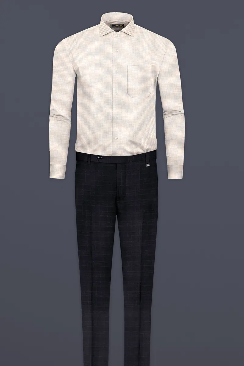 Givry Cream Jacquard Textured Premium Cotton Shirt 6