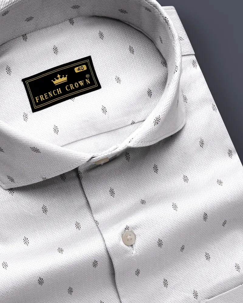 Gizanoir-Ghost Gray Printed Dobby Premium Giza Cotton Casual Shirt 1