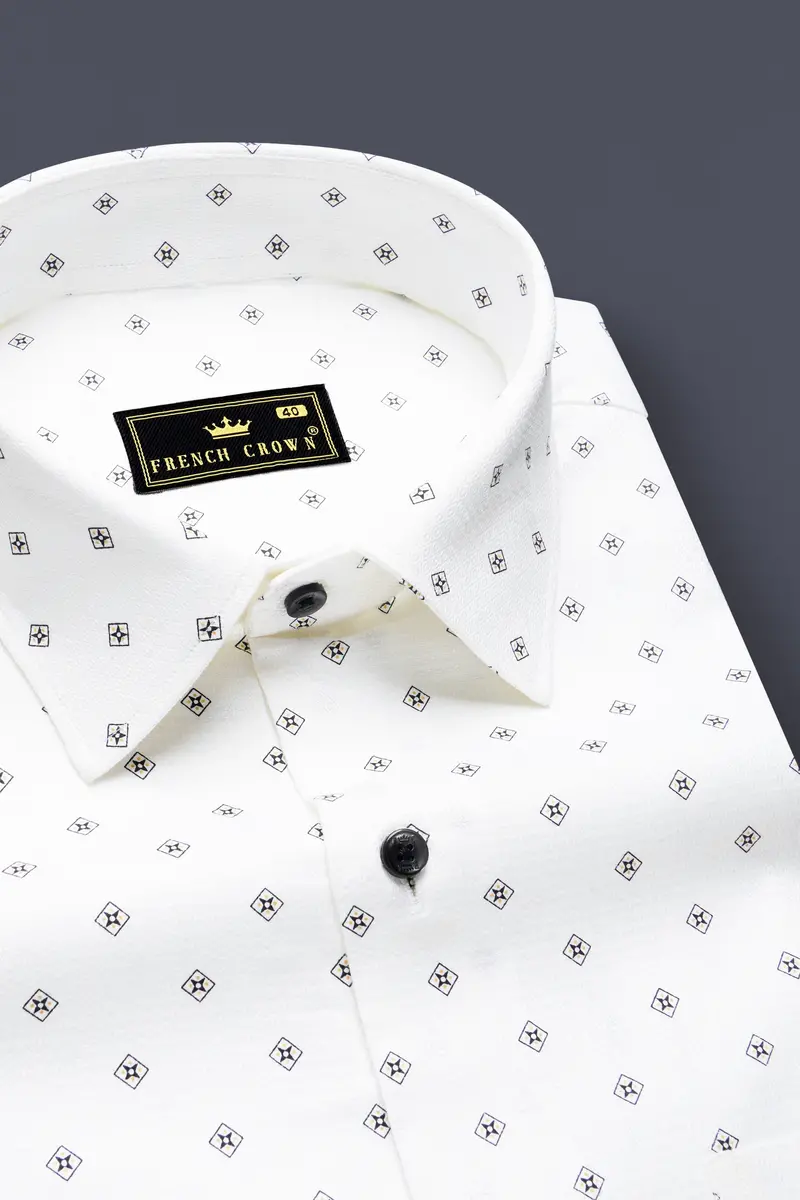 Gizapure-Bright White Dobby Textured Premium Giza Cotton Shirt 1