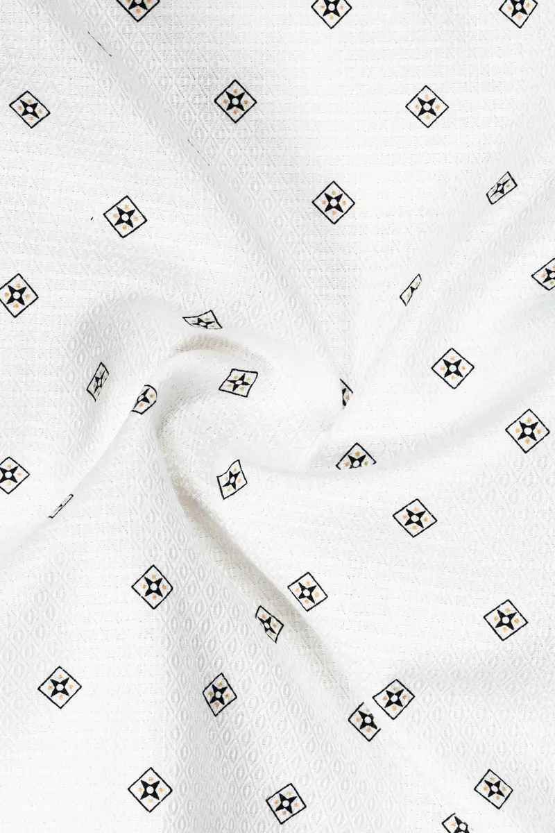 Gizapure-Bright White Dobby Textured Premium Giza Cotton Shirt 2