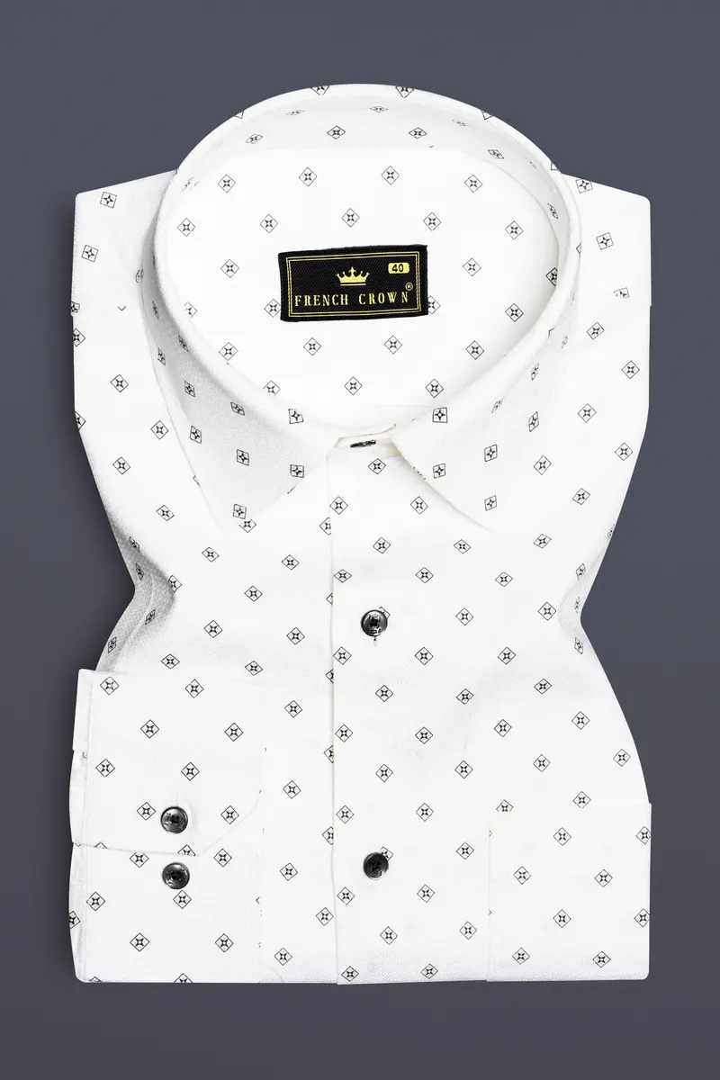 Gizapure-Bright White Dobby Textured Premium Giza Cotton Shirt 3