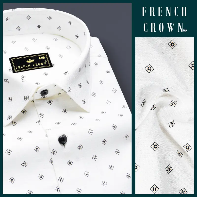 Gizapure-Bright White Dobby Textured Premium Giza Cotton Shirt 9