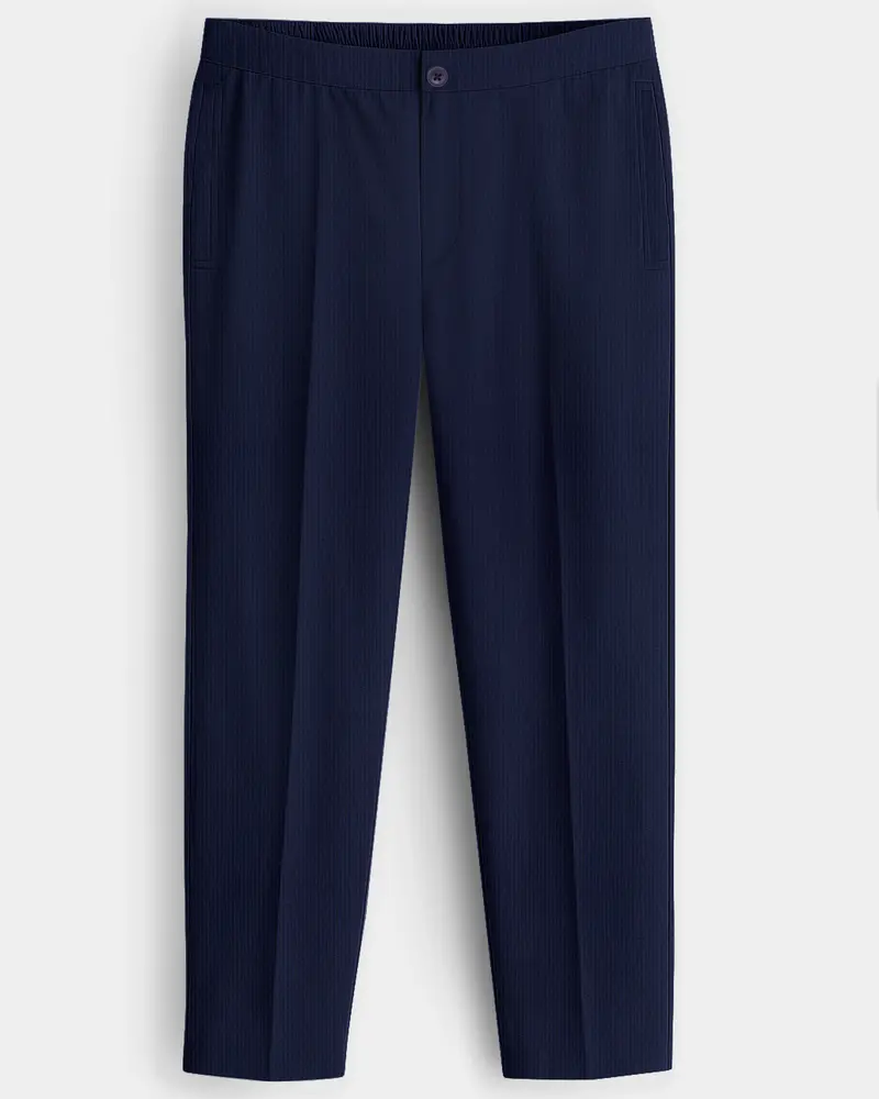Gizora-Vulcan Blue Striped Seersucker Super Soft Giza Cotton Lounge Pant 1