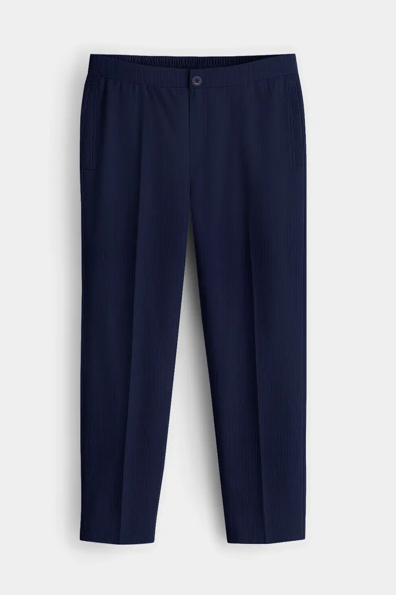 Gizora-Vulcan Blue Striped Seersucker Super Soft Giza Cotton Lounge Pant 2