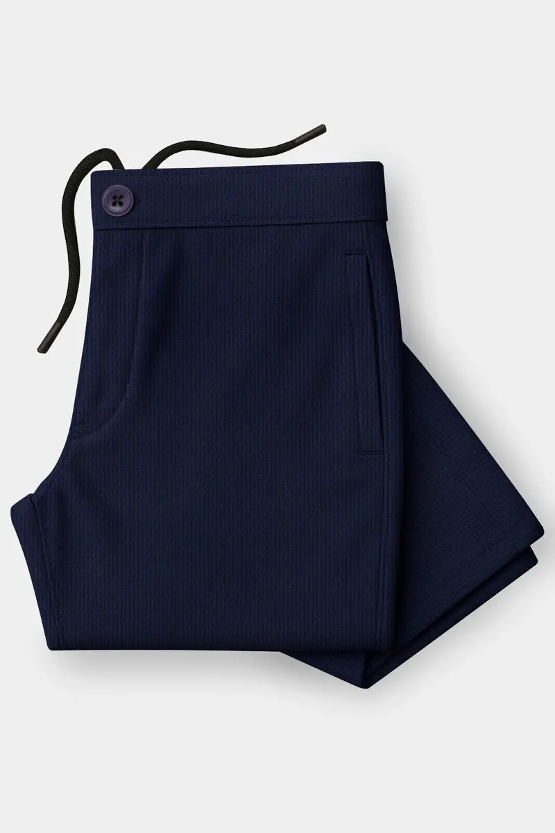 Gizora-Vulcan Blue Striped Seersucker Super Soft Giza Cotton Lounge Pant 4