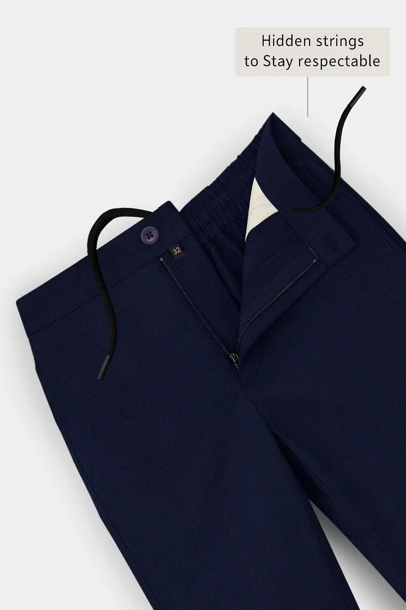 Gizora-Vulcan Blue Striped Seersucker Super Soft Giza Cotton Lounge Pant 5