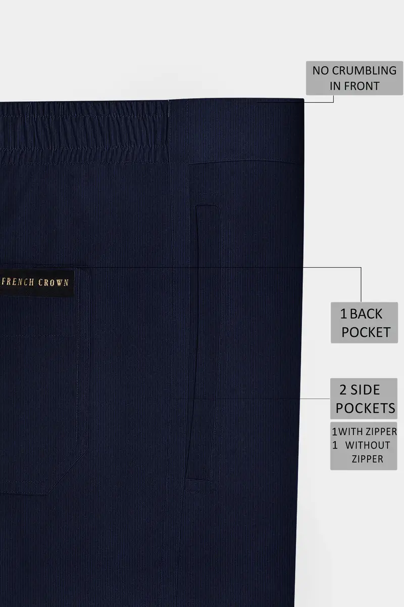Gizora-Vulcan Blue Striped Seersucker Super Soft Giza Cotton Lounge Pant 6