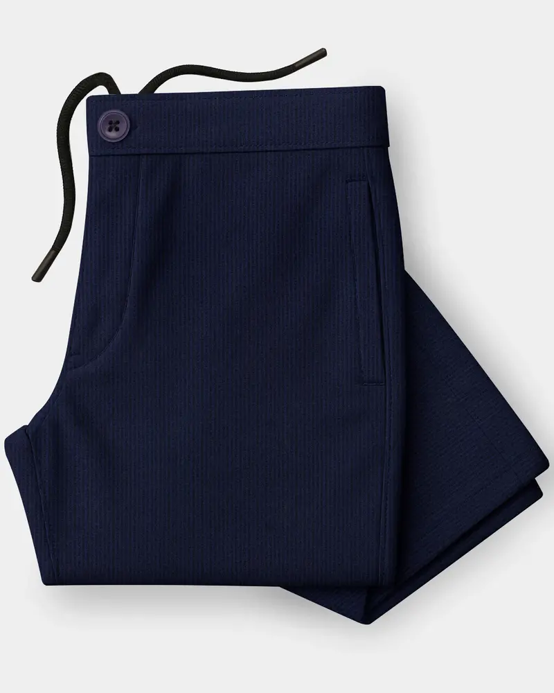 Gizora-Vulcan Blue Striped Seersucker Super Soft Giza Cotton Lounge Pant 7