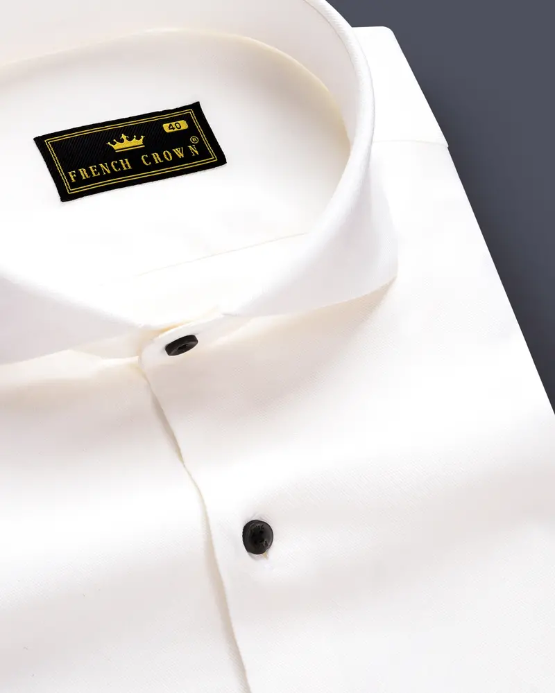 Glacial-Wisp White Solid Twill Premium Cotton Dress Shirt 1