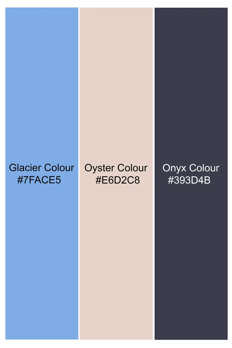 Glacier Blue And Oyster Beige Checked Twill Premium Cotton Shirt 5